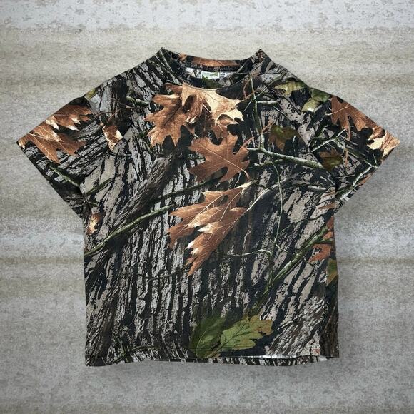 Vintage Hunting Camo Shirt Cotton Short Sleeve Woodland 90s - Picture 1 of 4